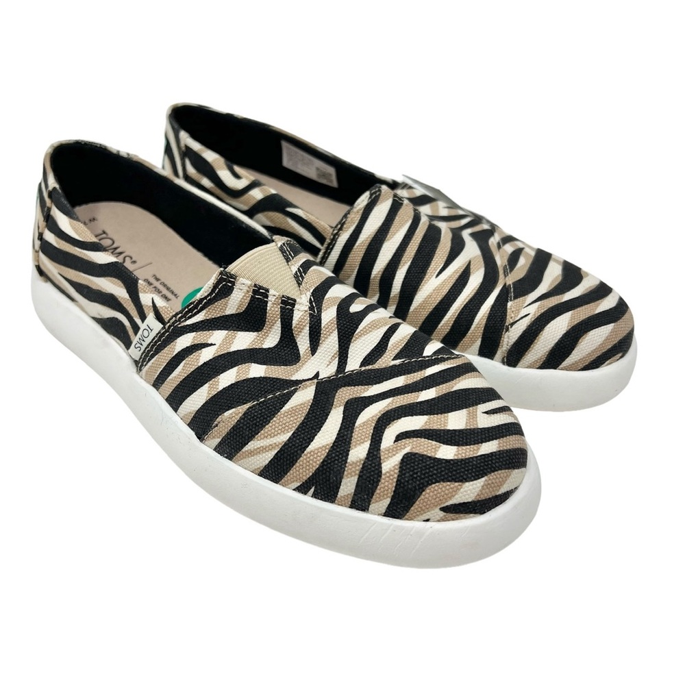NWT Toms Alpargata Natural Liger Print Slip On Flats Women’s 7.5 Tan Black Ortho